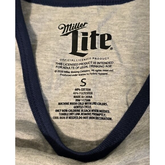 Miller Lite Tank Top Small Heather Grey Navy Blue Trim with Logo New with Tags - Picture 3 of 11